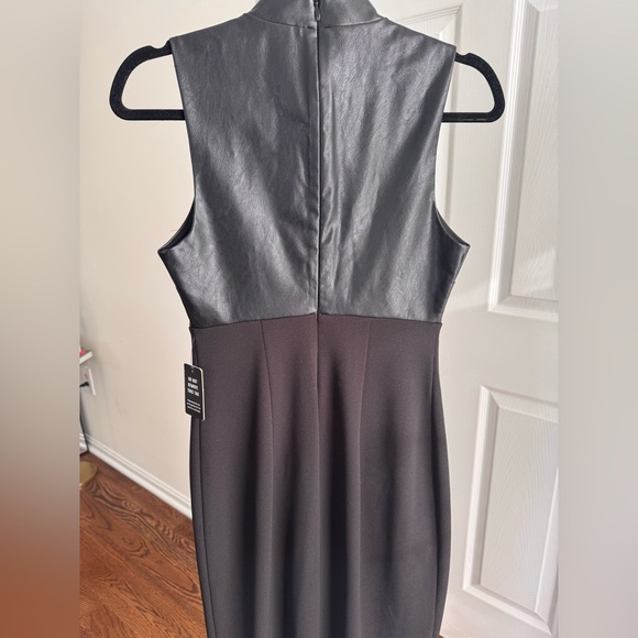 Express Elegant Black faux leather mixed media dress - Picture 4 of 6